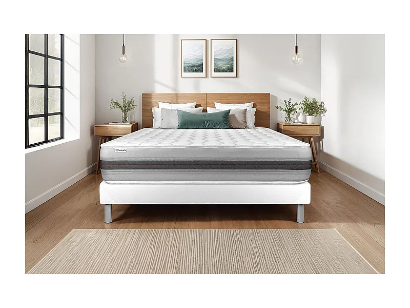 Ensemble VITALSPRING RECOVER 160 x 200 cm sommier Kit blanc