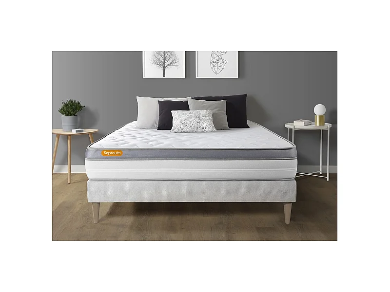 Matelas + sommier kit blanc 160x200 Memo Zen Mousse à mémoire de forme MAXI épaisseur