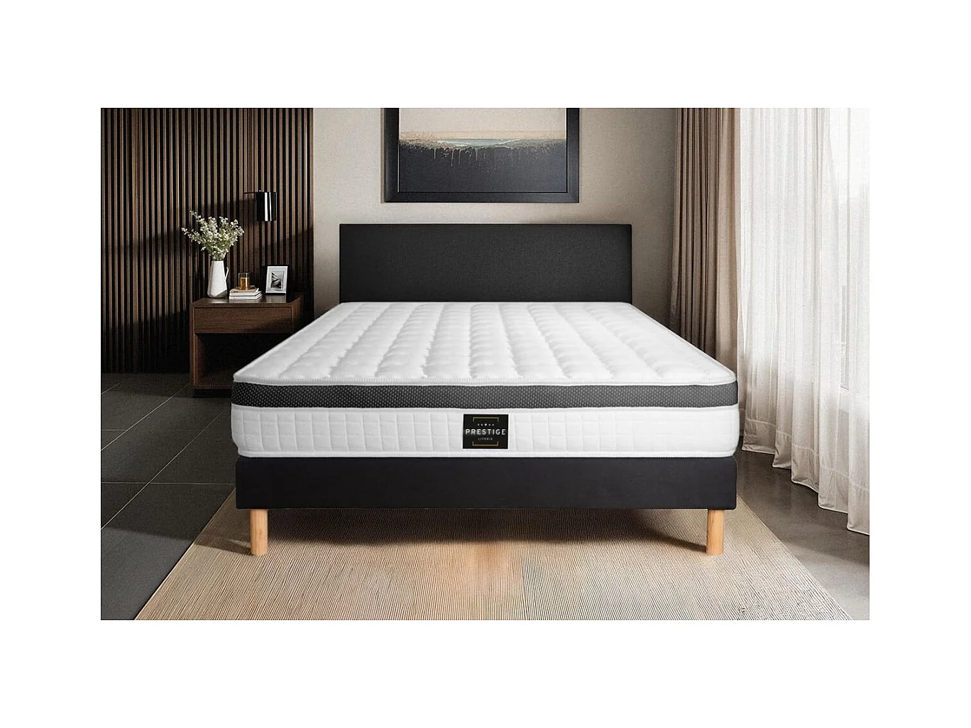 Ensemble Supérieur 160x200 Mémoire de forme 3 zones sommier noir