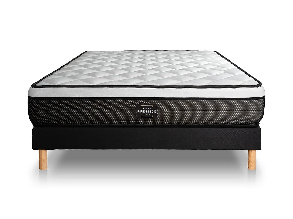 Ensemble Supérieur 160x200 Mémoire de forme 3 zones sommier noir