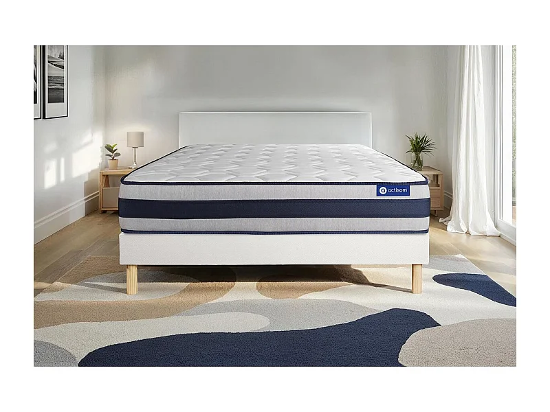 Lattenbodem en Actilatex ergo matras 90x200cm , matrasdikte : 24 cm , latex en traagschuim , stevig, 5 comfortzones