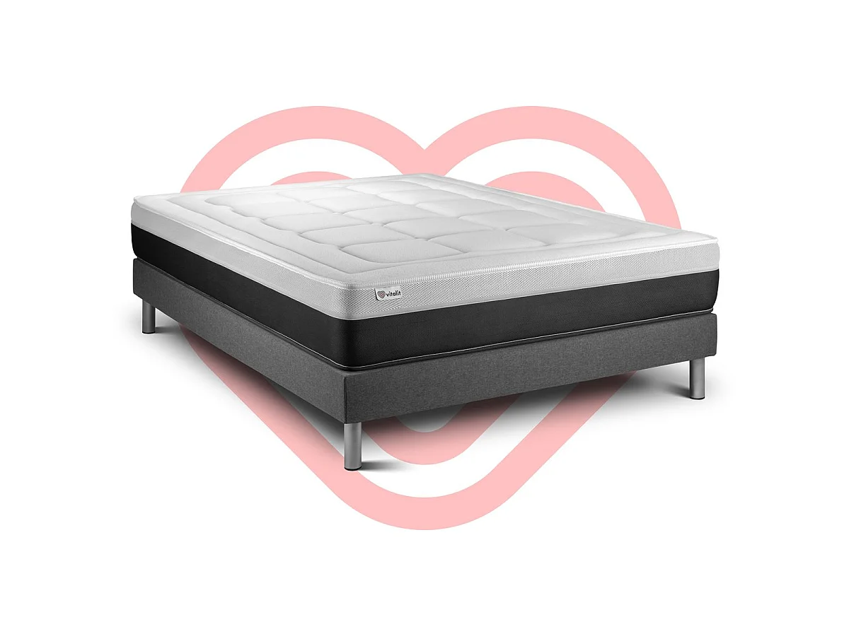 Ensemble VITAL FORM 180 x 200 cm sommier Kit gris