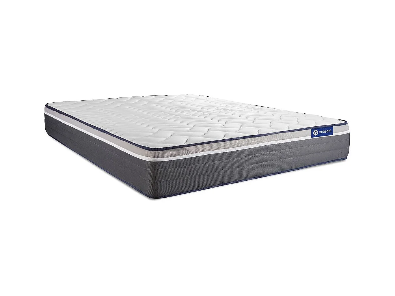 Pack prêt à dormir matelas ACTILATEX PLUS 160x200 cm Latex + Mémoire de forme + sommier KIT gris + 2 oreillers + couette