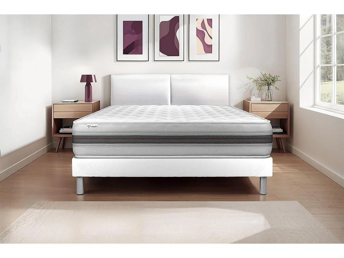 Ensemble VITALMEMO BACK 140x200cm sommier kit blanc