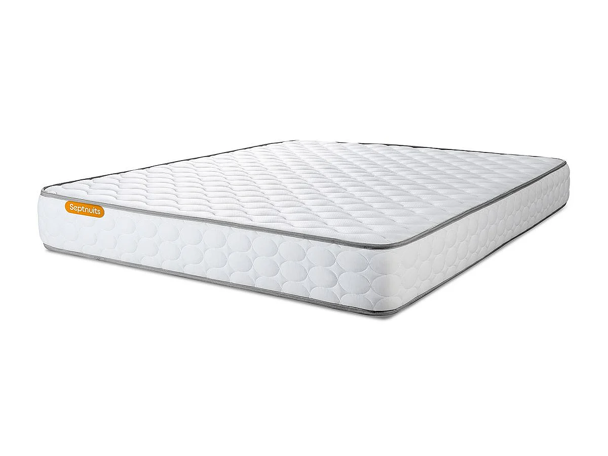 Pack matelas Memo + sommier kit blanc 140x190 + 2 oreillers mémoire de forme