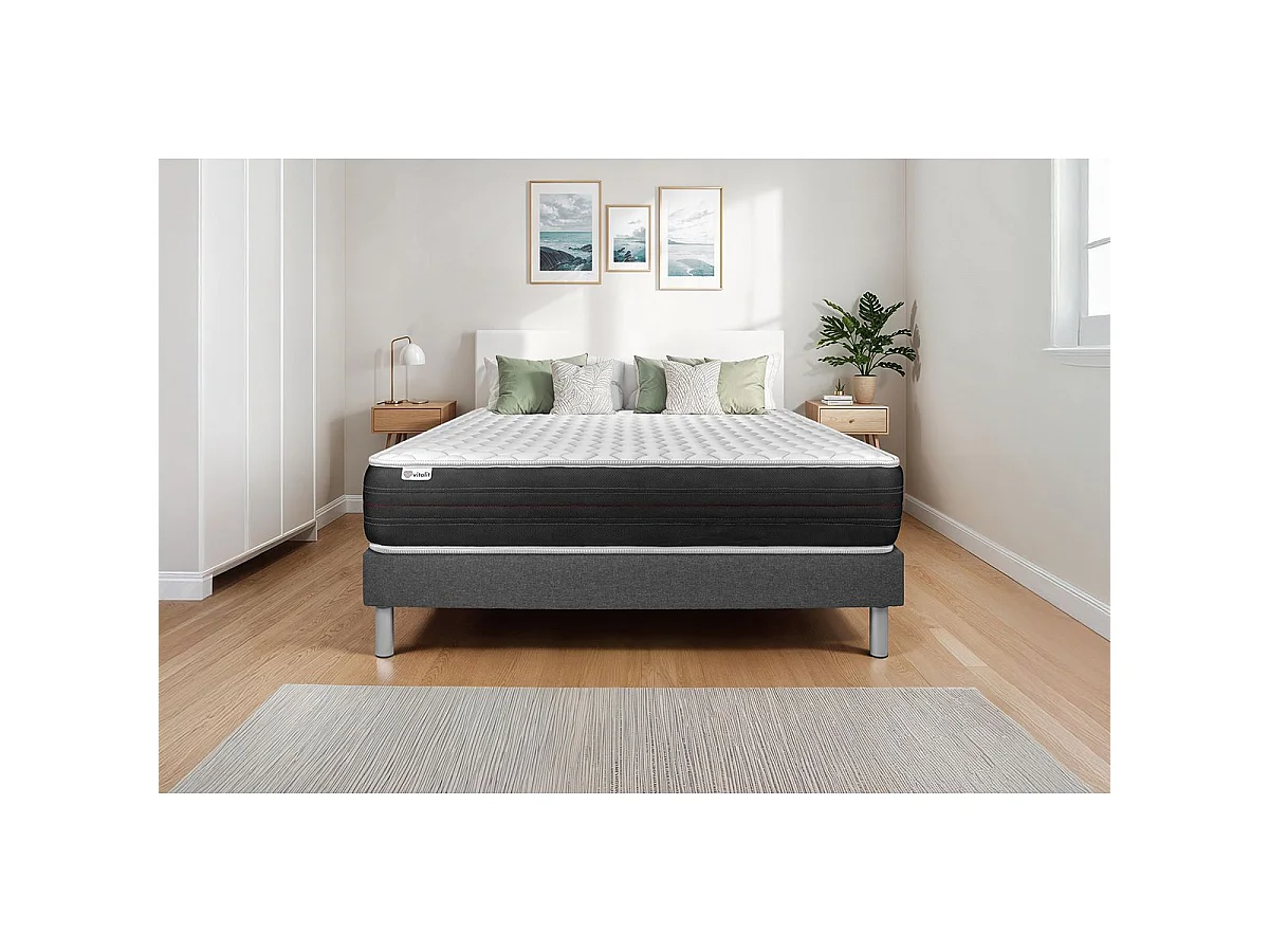 Ensemble VITALSPRING 90 x 200 cm sommier Kit gris