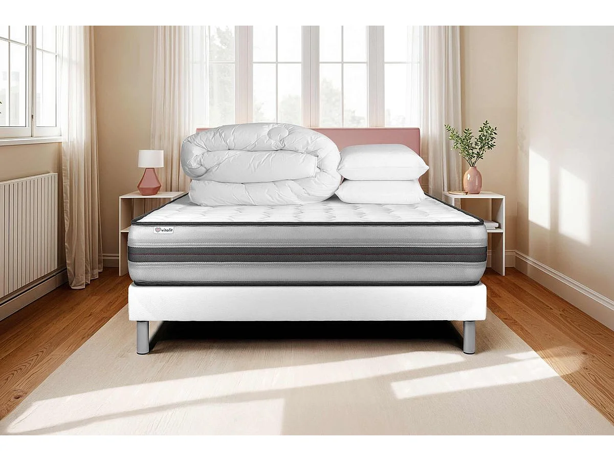 Pack prêt à dormir VITALPOWER RECOVER 160 x 200 cm sommier Kit blanc