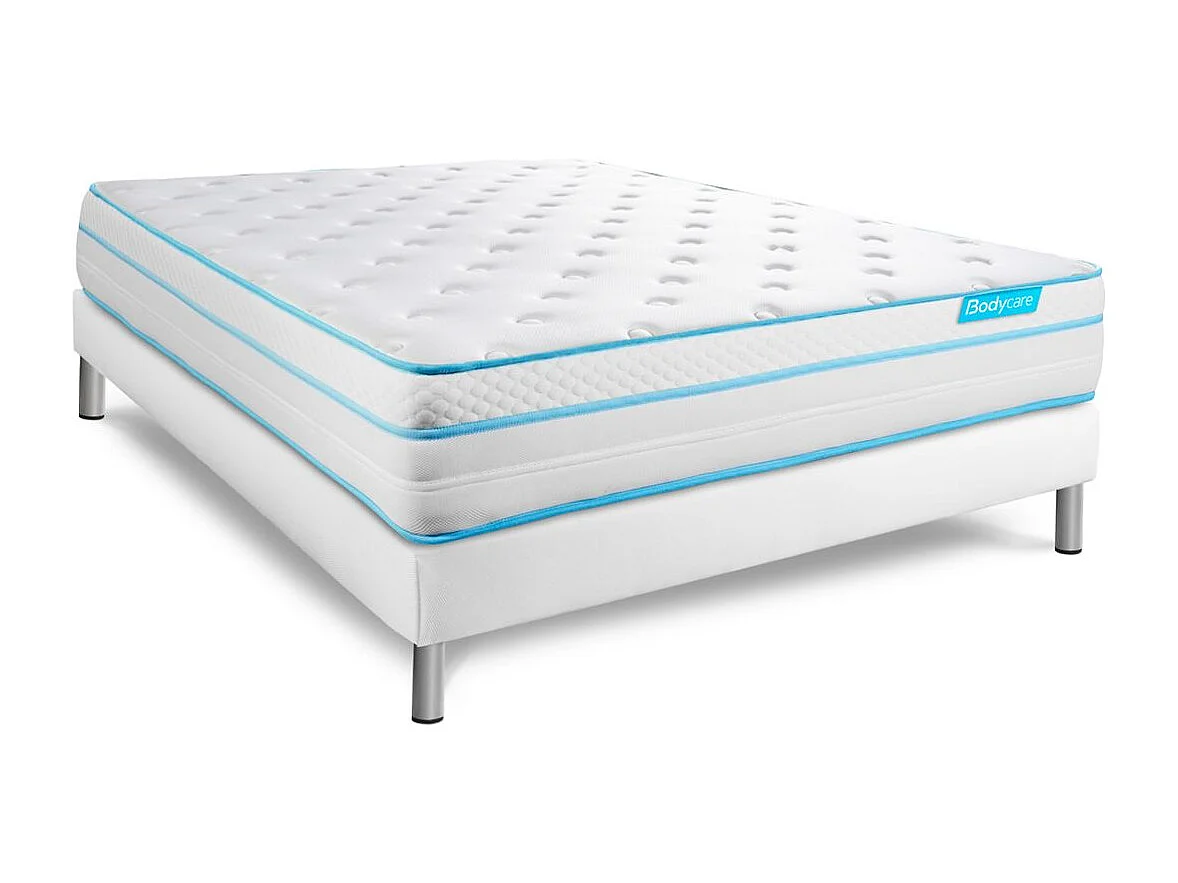 Pack BODYZONE+ 160x200 Ressorts ensachés, visco 5 zones Ultra épaisseur + Couette + 2 oreillers