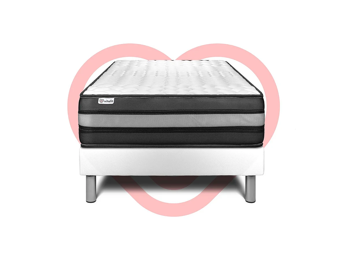 Ensemble VITALPOWER ZEN 90 x 190 cm sommier Kit blanc