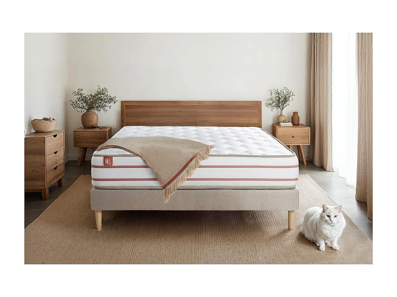 Pack prêt à dormir matelas LE DOUX 160x200cm Mémoire de forme - Ep. 24cm + sommier kit Beige