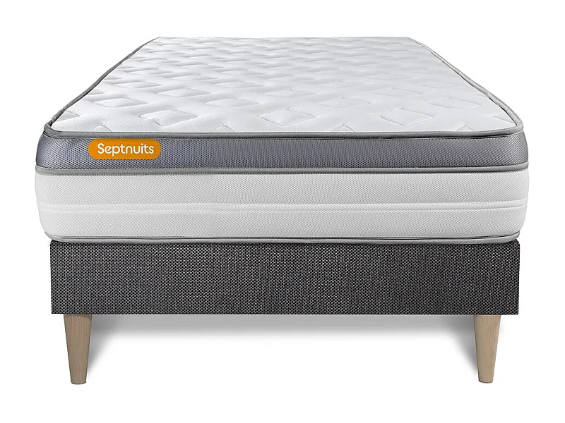 Matelas + sommier kit gris 90x200 Memo Zen Mousse à mémoire de forme MAXI épaisseur