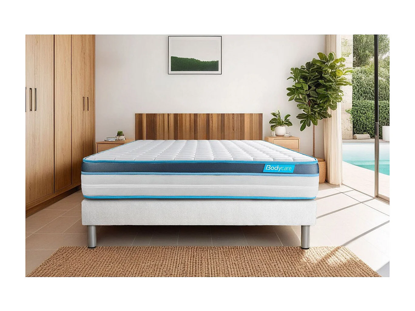 Ensemble 140x200 matelas BodyFit à mémoire de forme + sommier kit gris