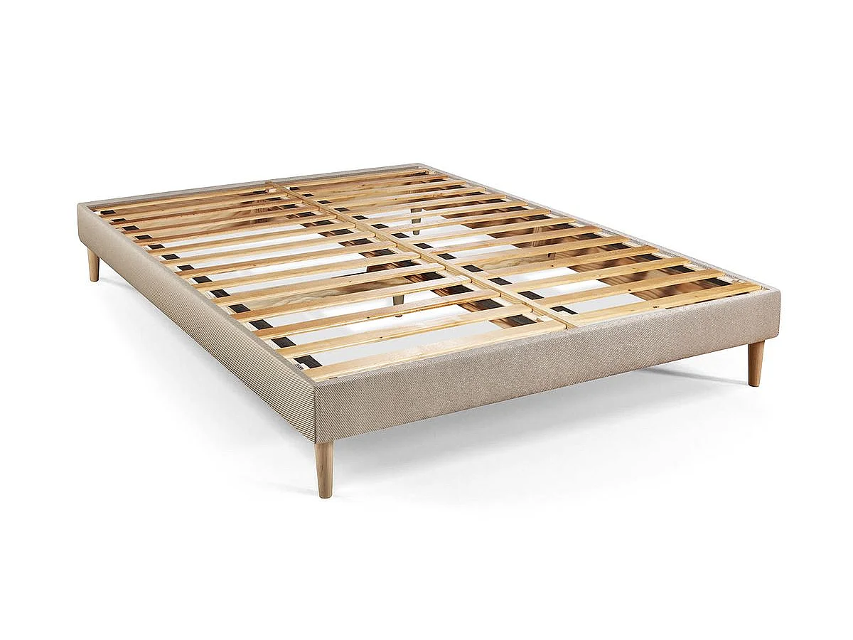 Ensemble LE SOYEUX 140x190cm Ressorts ensachés + Mémoire de forme BioVisco - Ep. 24cm + sommier kit Beige
