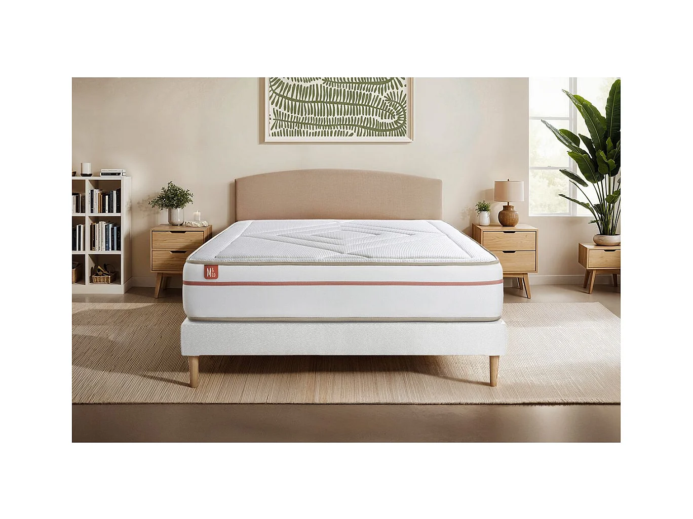 Ensemble LE PAISIBLE 140x190cm Mémoire de forme BioVisco - Ep. 24cm + sommier kit Blanc