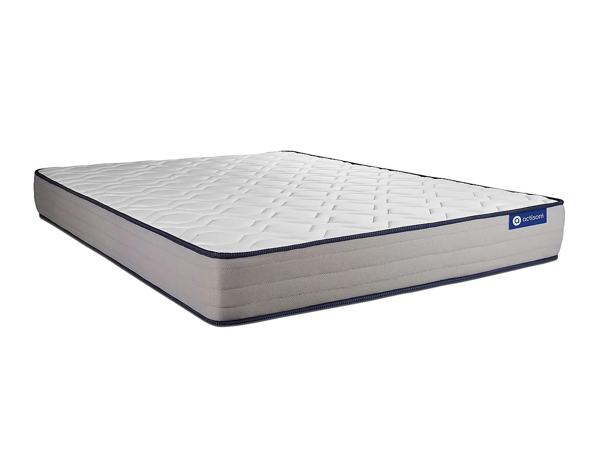 Pack prêt à dormir matelas Mémoire de forme ACTIMEMO FORM 140x190 cm 5zones confort + sommier KIT gris + 2 oreillers+couette