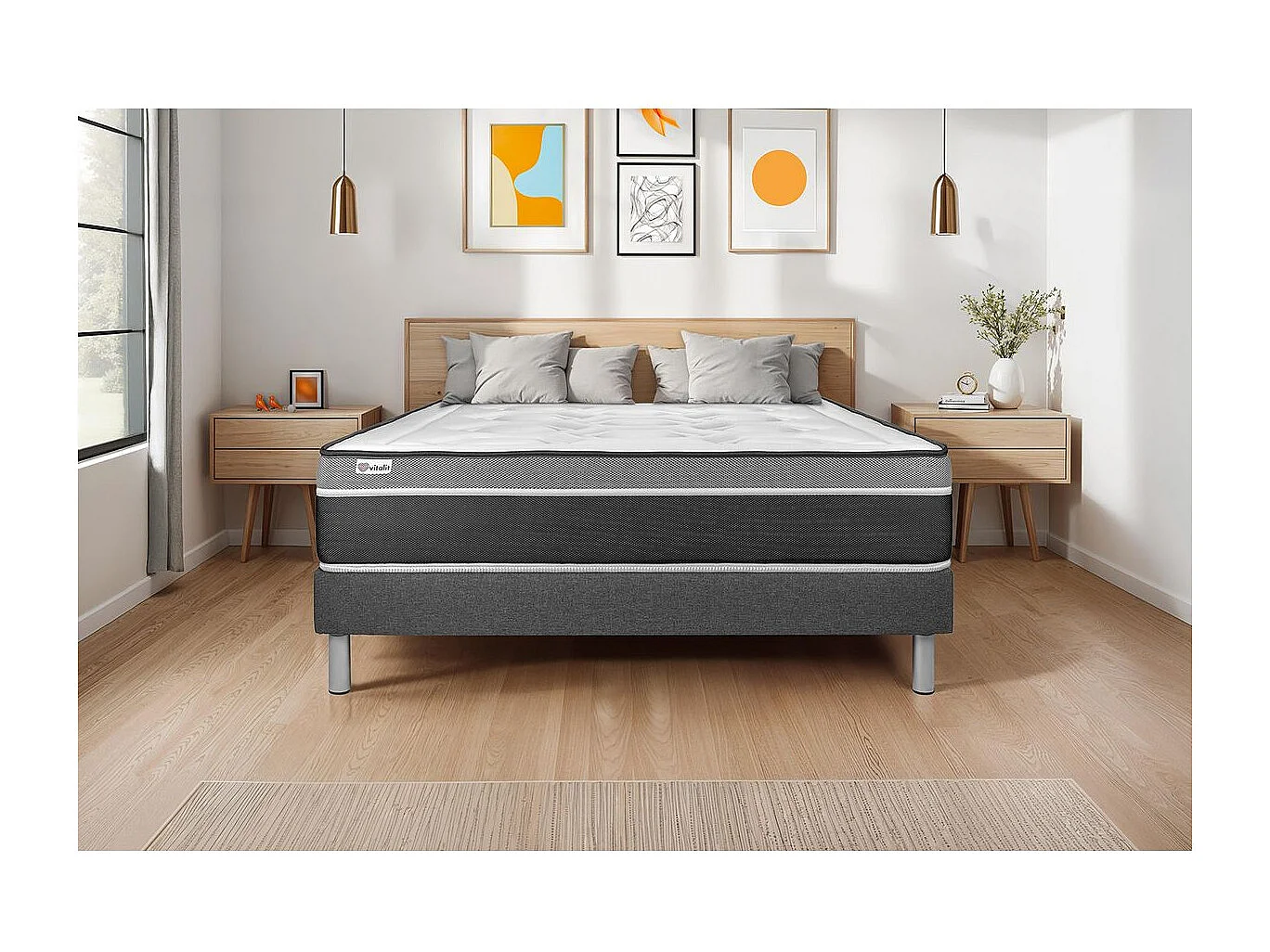 Matratzenset VITAL CARE 200 x 200 cm Bettrahmen Kit grau