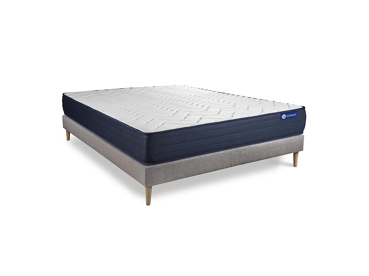 Ensemble matelas ACTILATEX LIFE 180x200 Latex et Mémoire de forme 5zones de confort + sommier KIT gris