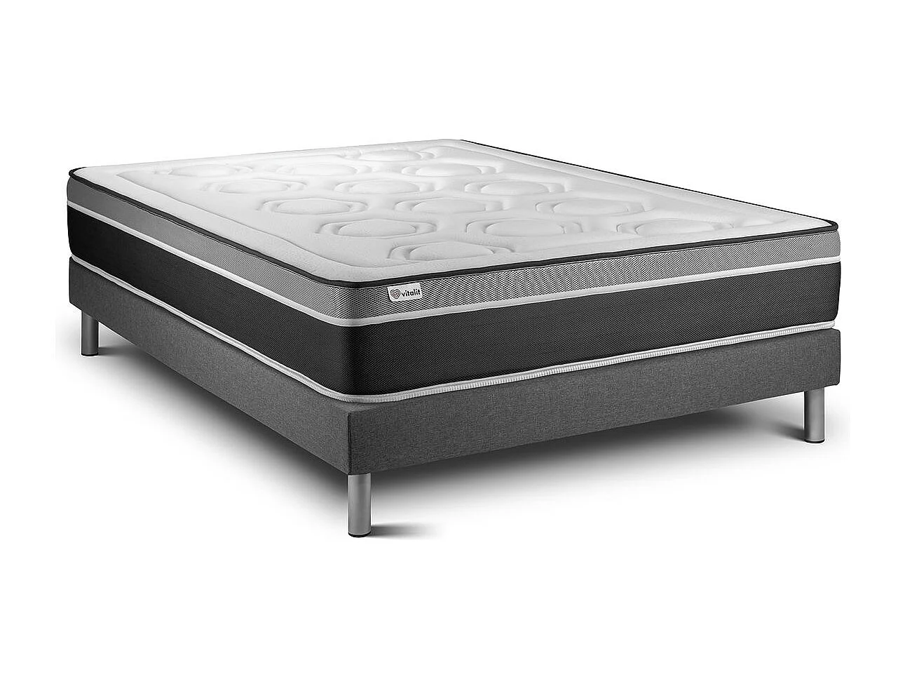 Ensemble VITAL CARE 140 x 200 cm sommier Kit gris