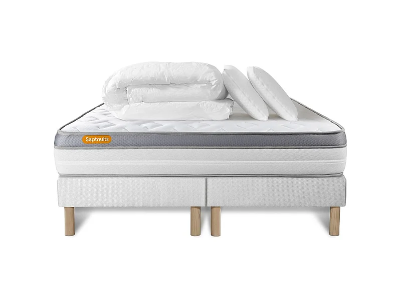 Pack matelas 160x200 + double sommiers 80x200 Memo Zen Mousse à mémoire de forme 5 zones de confort MAXI épaisseur
