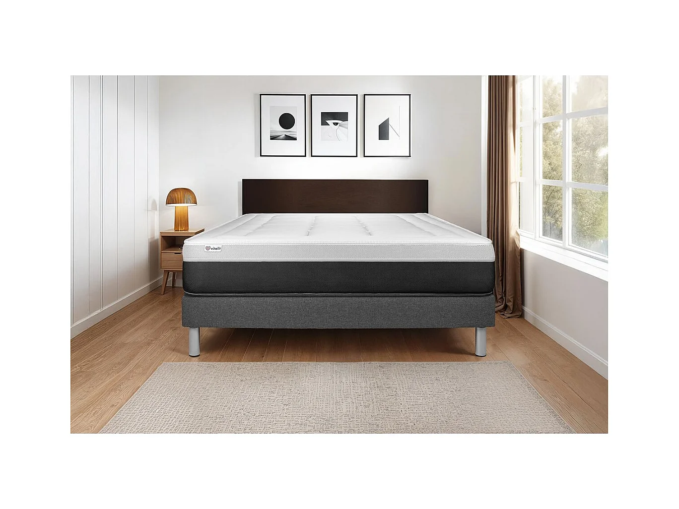 Conjunto FORM 140 x 190 cm somier Kit gris