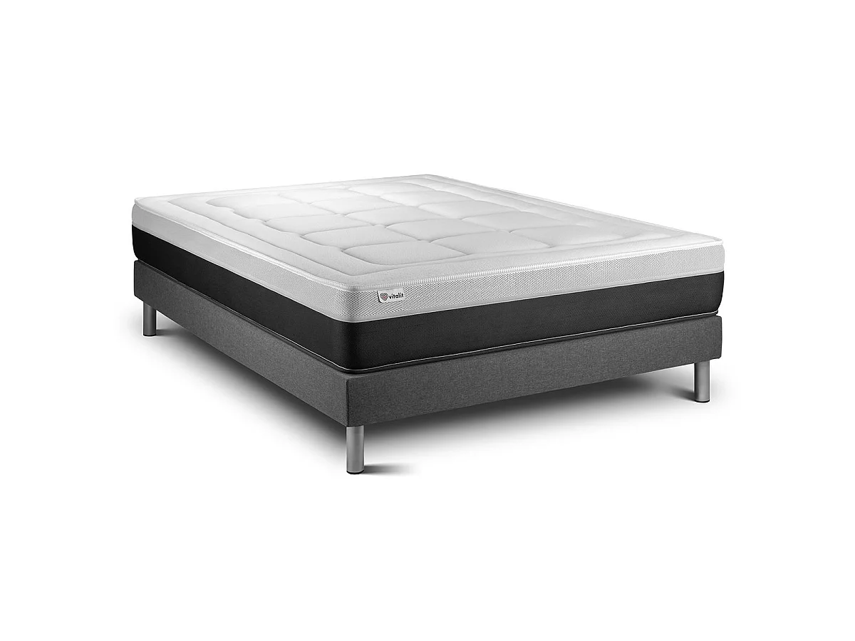 Ensemble VITAL FORM 140 x 190 cm sommier Kit gris