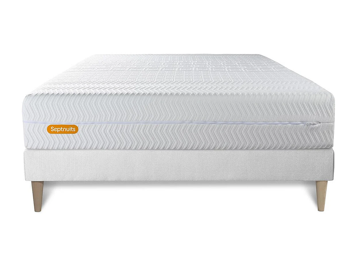 Matelas + sommier kit blanc 180x200 Memo Bio Mousse à mémoire de forme Maxi épaisseur Déhoussable