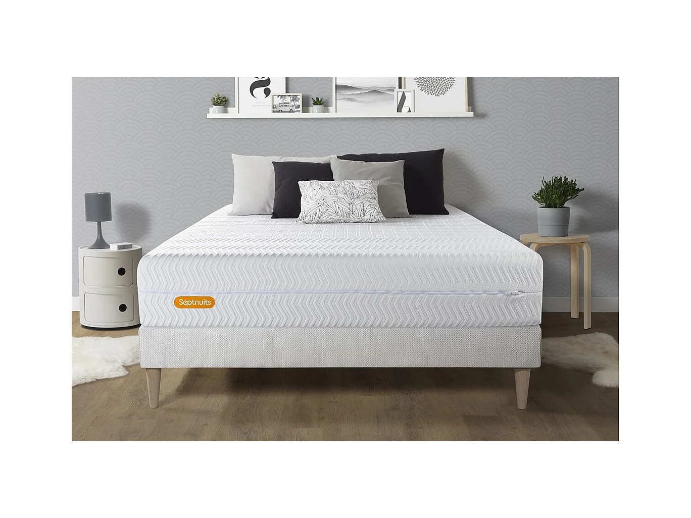 Matelas + sommier kit blanc 180x200 Memo Bio Mousse à mémoire de forme Maxi épaisseur Déhoussable