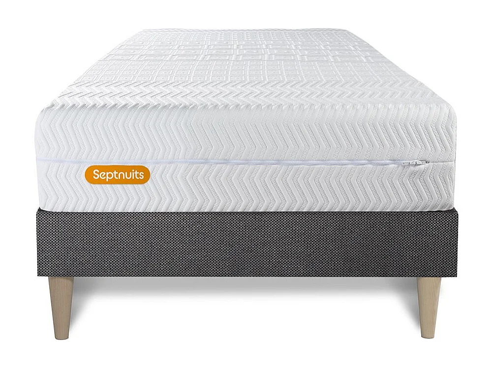 Matelas + sommier kit gris 90x190 Memo Bio Mousse à mémoire de forme Maxi épaisseur Déhoussable