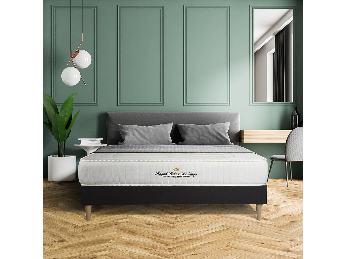 lattenbodem en LANCASTER matras 140 x 200 cm , matrasdikte : 22 cm , pocketveren en traagschuim , stevig, 3 comfortzones