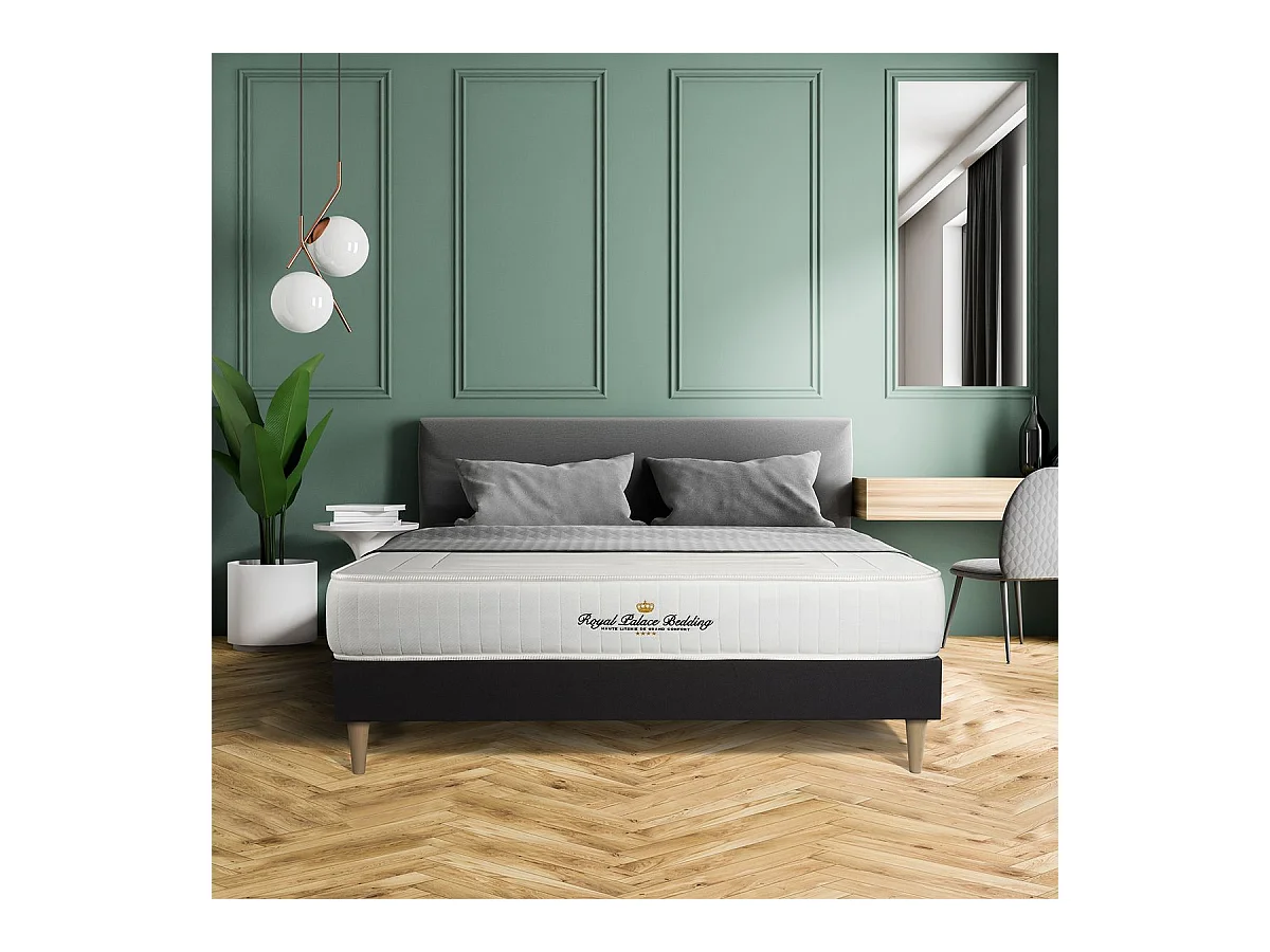 Ensemble 140x200 matelas LANCASTER ressorts ensachés et mémoire de forme + sommier kit noir