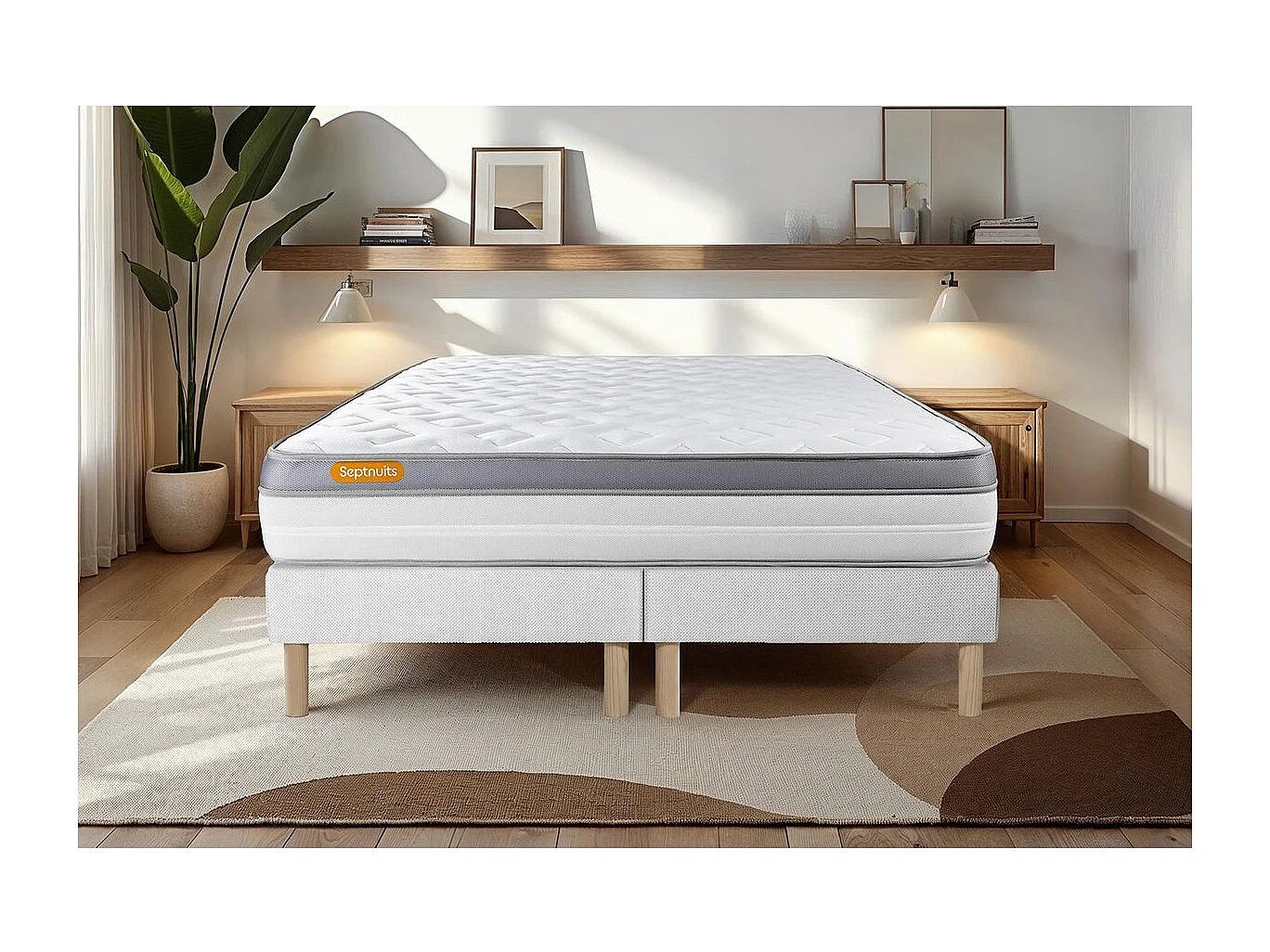 Matelas 160x200 + double sommier 80x200 Memo Zen Mousse à mémoire de forme 5 zones de confort MAXI épaisseur