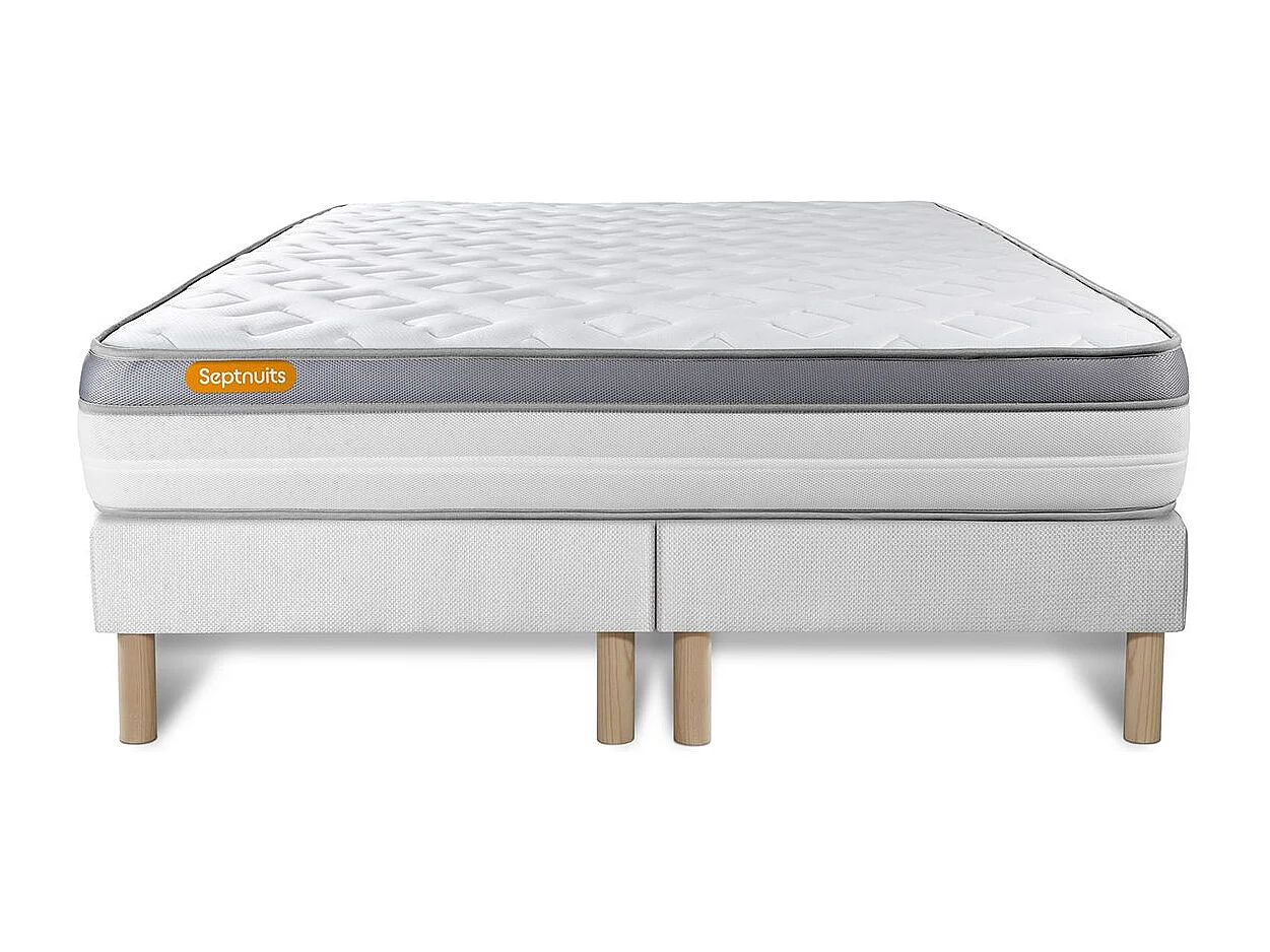 Matelas 160x200 + double sommier 80x200 Memo Zen Mousse à mémoire de forme 5 zones de confort MAXI épaisseur