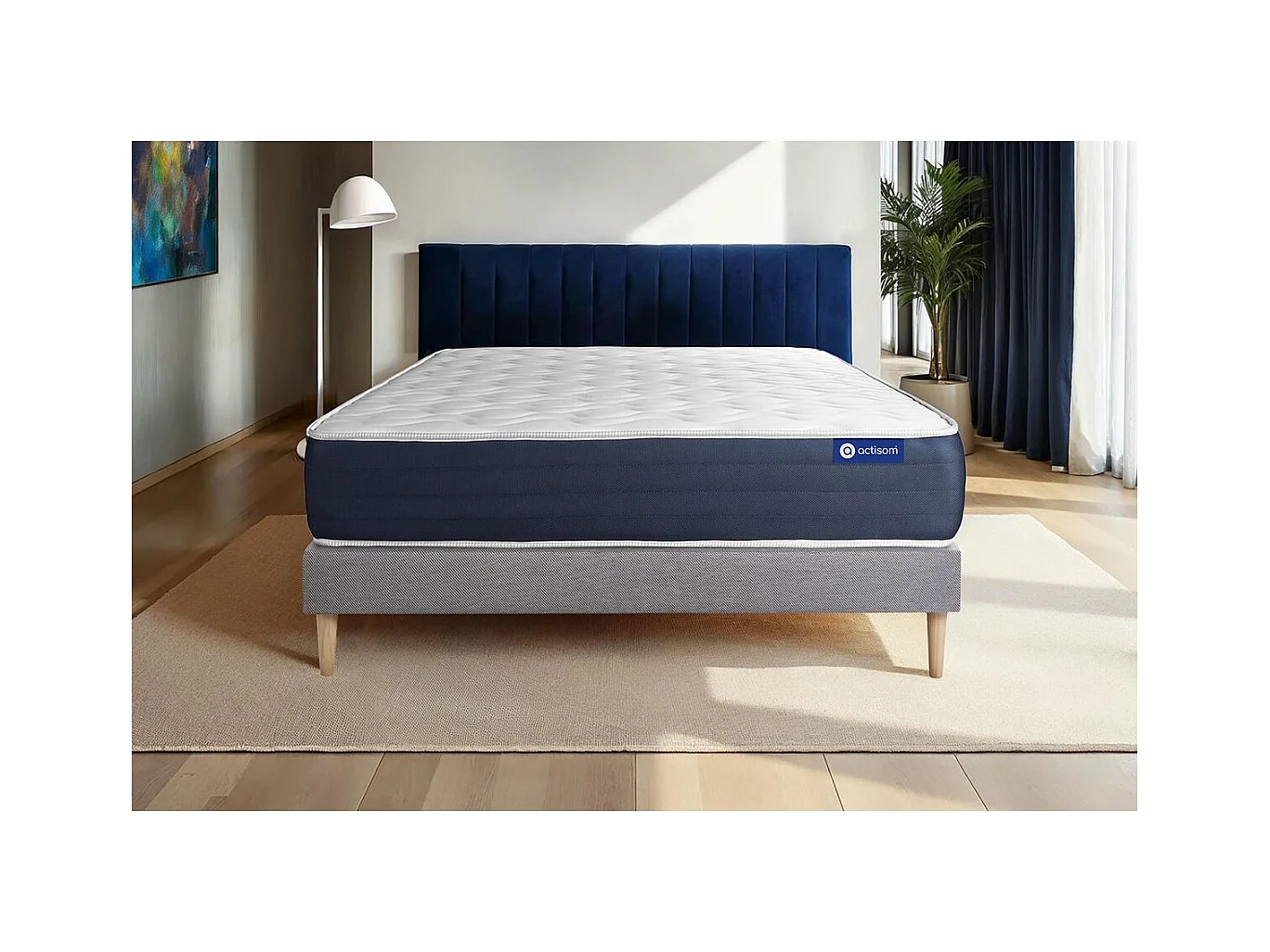 Ensemble matelas Latex et Mémoire de forme ACTILATEX SLEEP 160x200 5zones de confort + sommier KIT gris