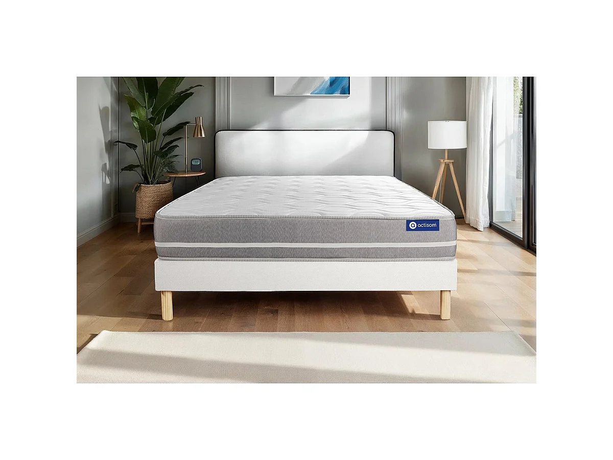 Lattenbodem en Actilatex touch matras 90x190cm , matrasdikte : 20 cm , latex en traagschuim , gebalanceerd, 3 comfortzones