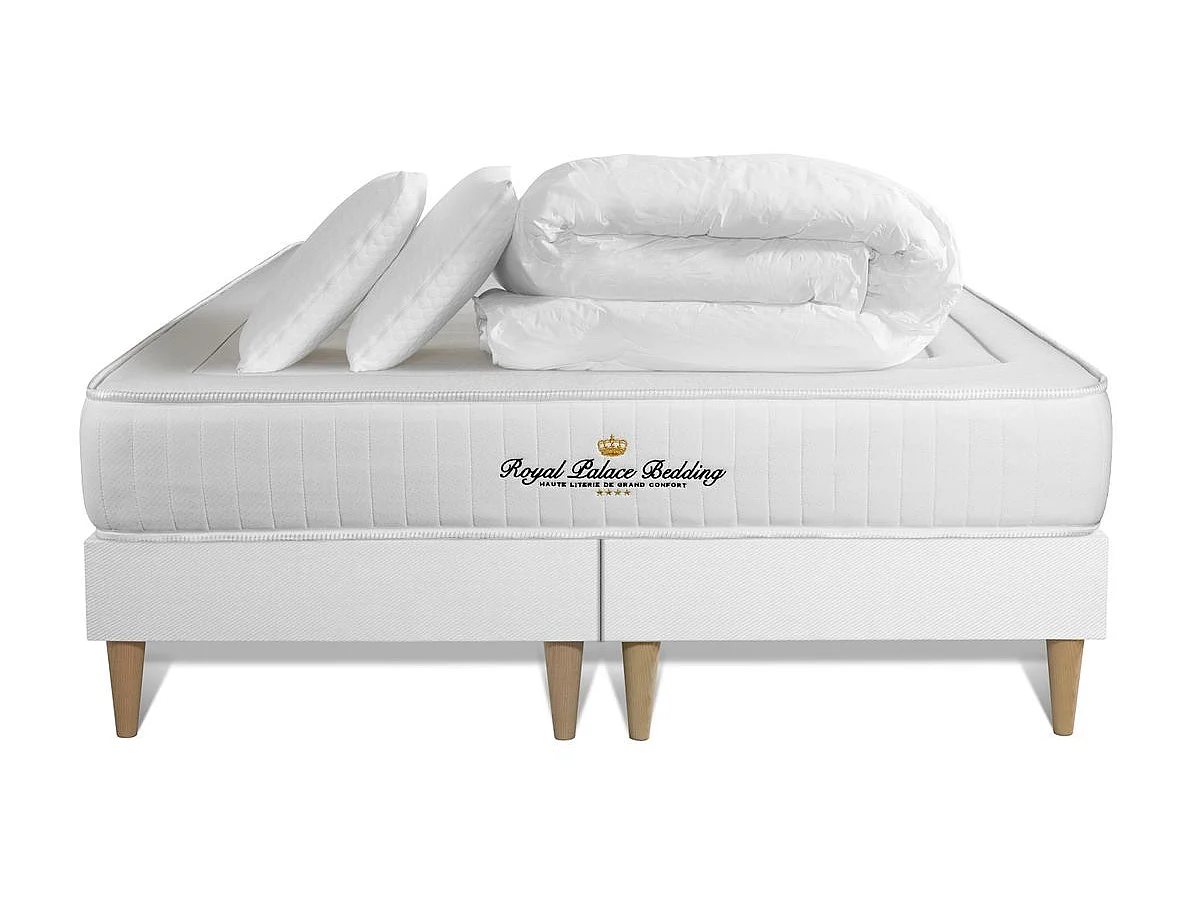 Pack matelas à mémoire de forme Nottingham 180x200cm + double sommier 90x200 cm + 2 oreillers + 1 couette