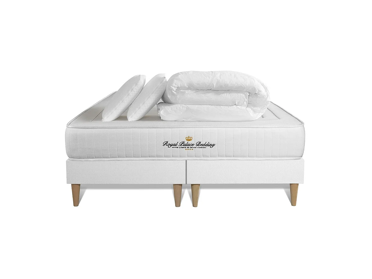 Pack matelas à mémoire de forme Nottingham 180x200cm + double sommier 90x200 cm + 2 oreillers + 1 couette