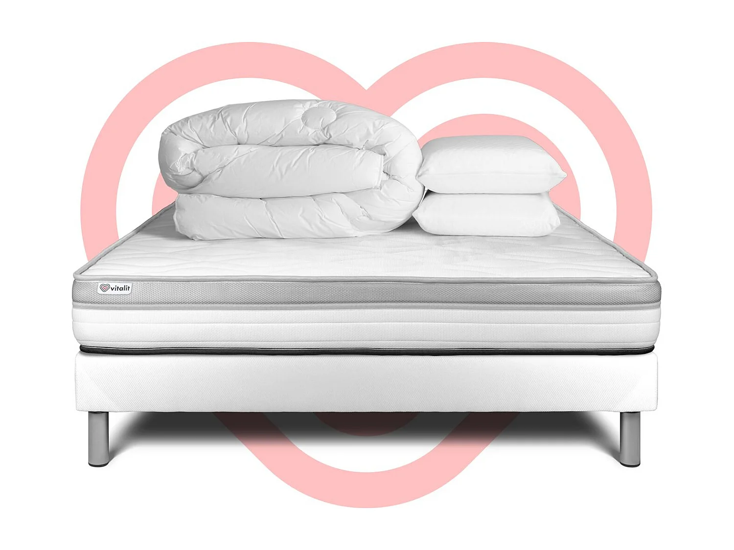 Pack prêt à dormir VITAL RELAX 140 x 200 cm sommier Kit blanc