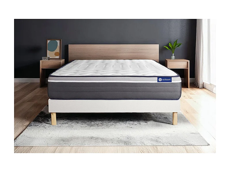 Pack colchón Actimemo plus 140x190cm + Somier multiláminas, espuma viscoelástica, 7 zonas de confort