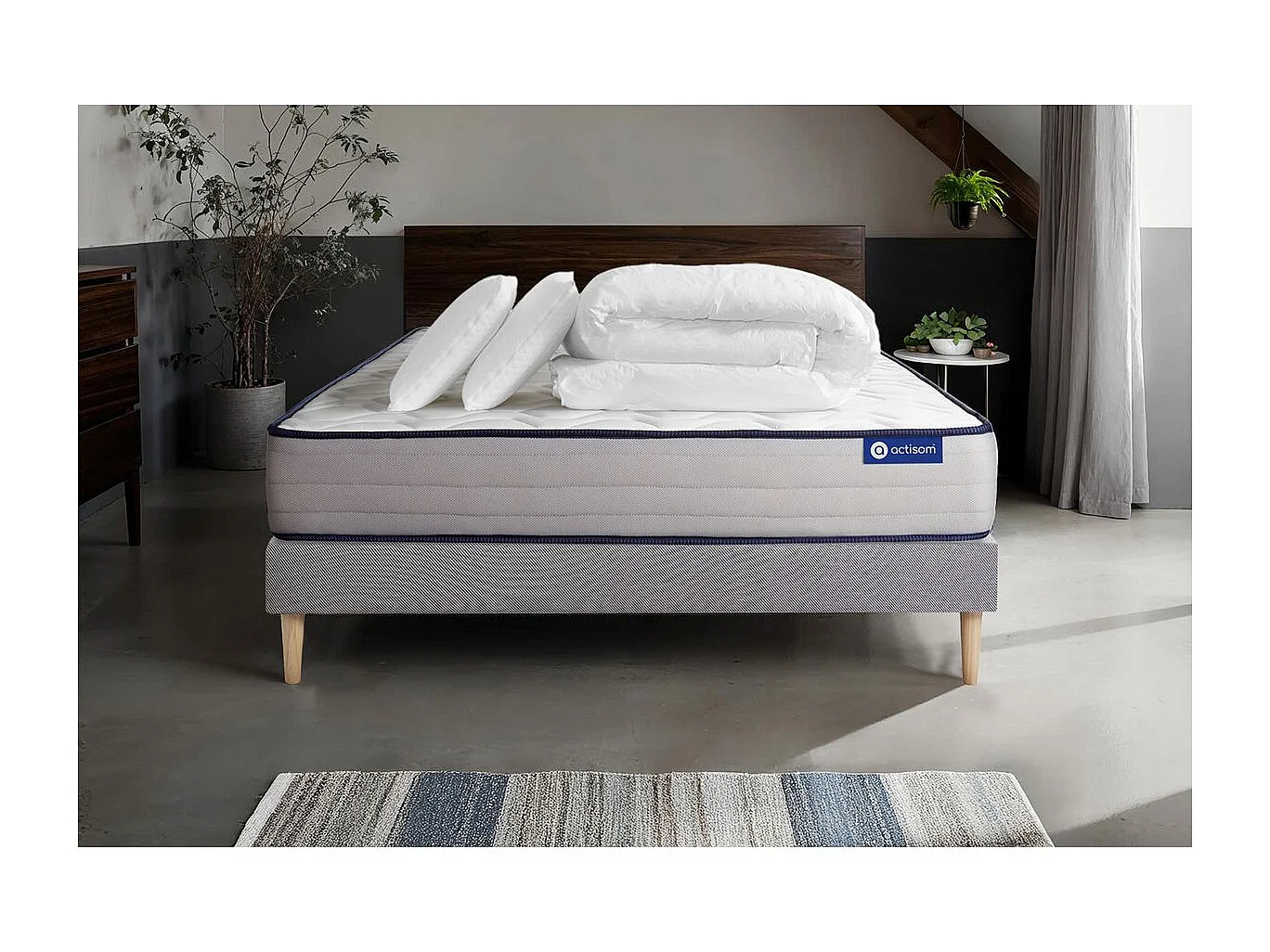 Compleet bedpakket - Matras 180x200 cm + Lattenbodem (kit) + 2 kussens + Dekbed - Actimemo Form