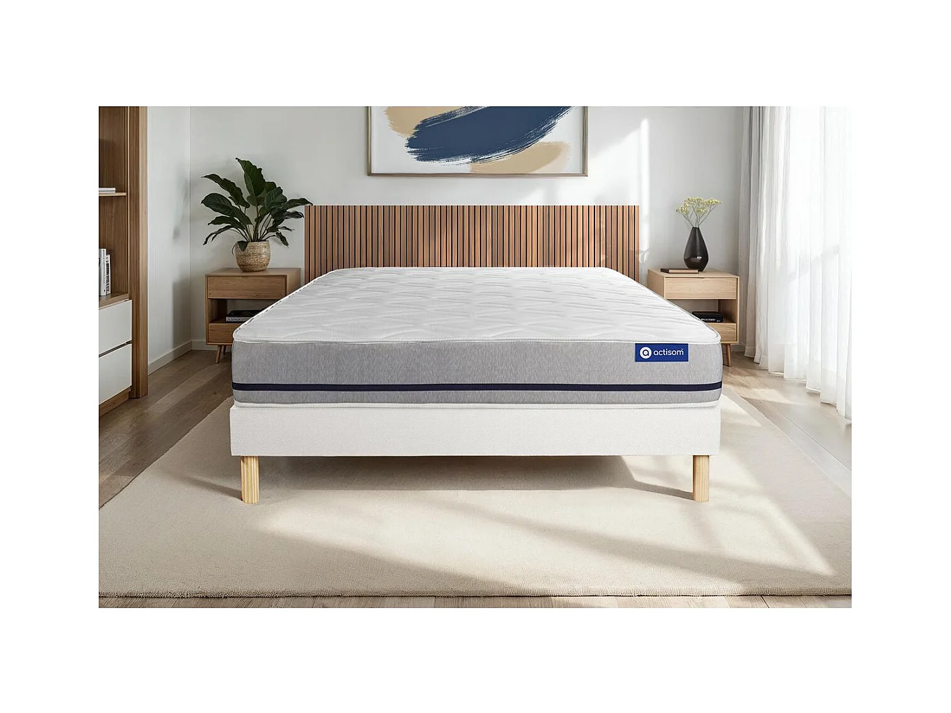 Ensemble matelas 200x200 ACTIFLEX SOFT 3zones de confort + sommier KIT blanc