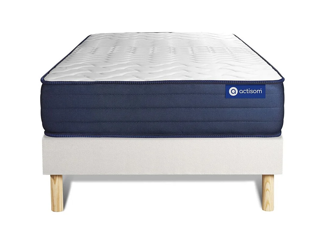 Ensemble matelas ACTILATEX LIFE 90x190 Latex et Mémoire de forme 5zones de confort + sommier KIT blanc