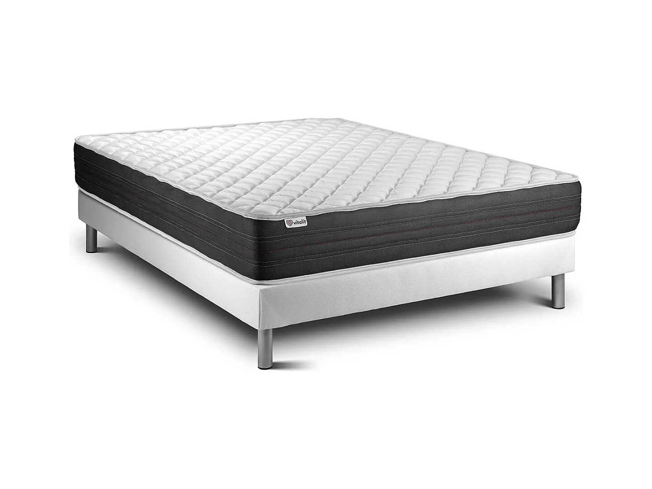 Ensemble VITALMEMO ONE 140 x 190 cm sommier Kit blanc