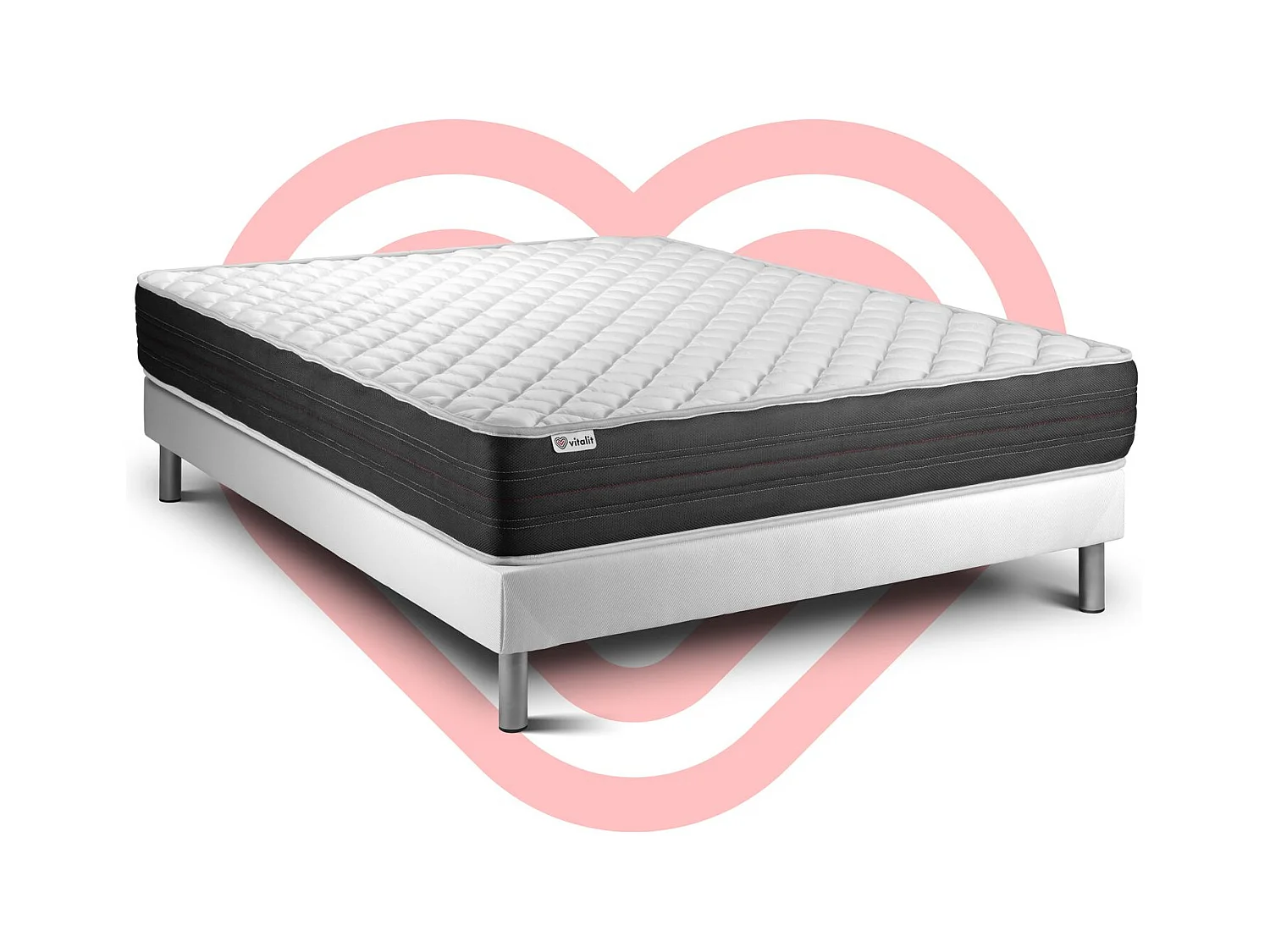 Ensemble VITALMEMO ONE 140 x 190 cm sommier Kit blanc