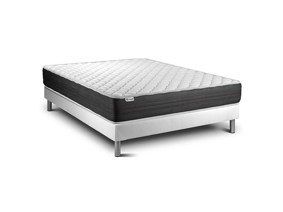 Ensemble VITALMEMO ONE 140 x 190 cm sommier Kit blanc