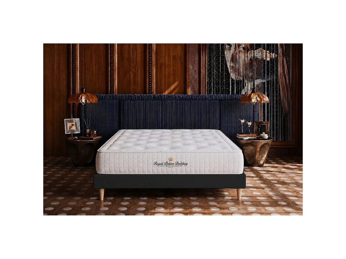 Ensemble Matelas à mémoire de forme maxi épaisseur Buckingham 90x200 sommier KIT noir