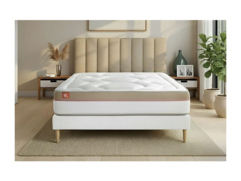 Pack prêt à dormir matelas LE COSY 180x200cm Mémoire de forme - Ep. 30cm + sommier kit Blanc