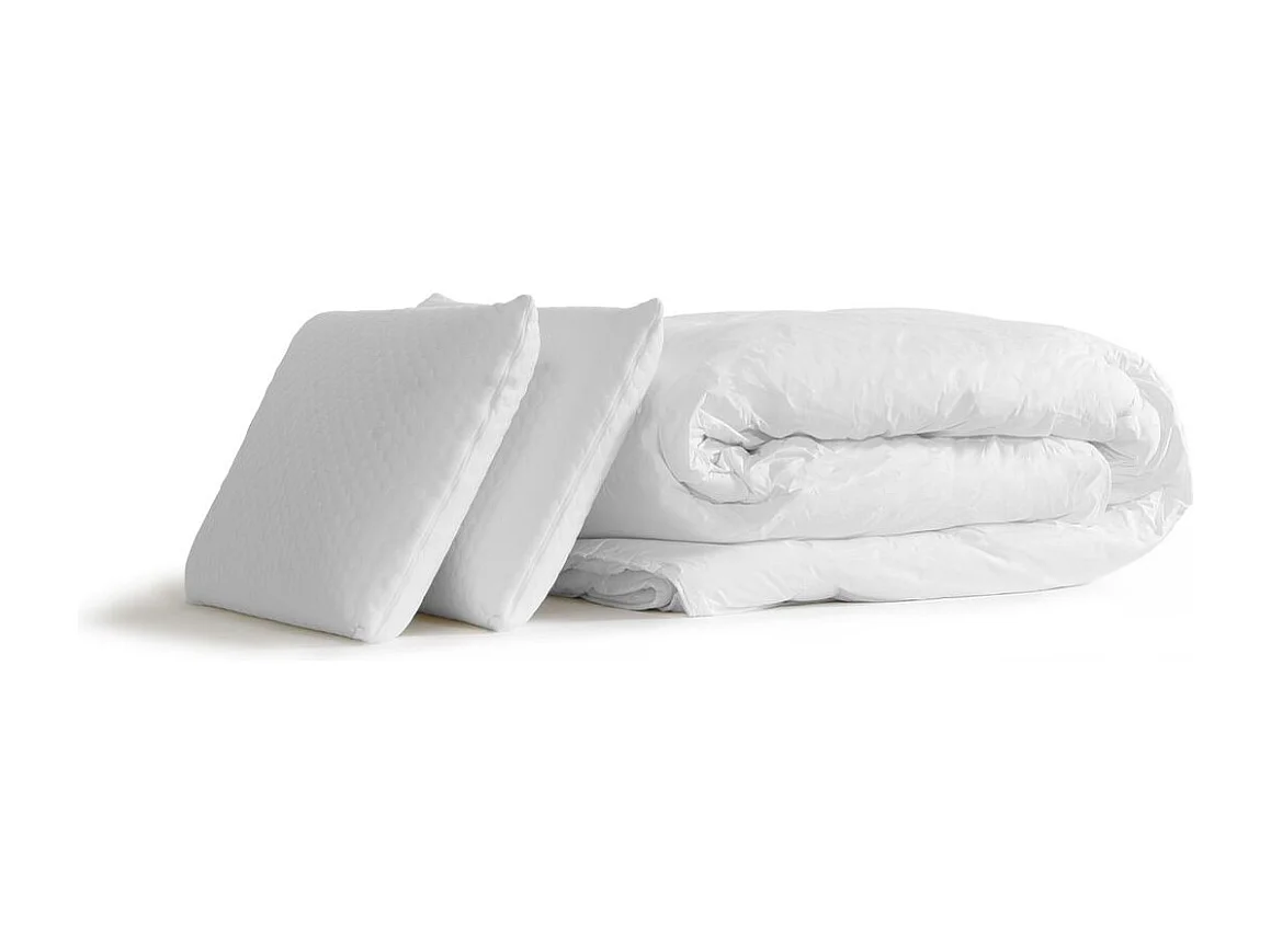 Pack prêt à dormir matelas ACTIMEMO RELAX mémoire de forme 160x200 cm Maxi épaisseur + sommier KIT blanc + 2oreillers+couette