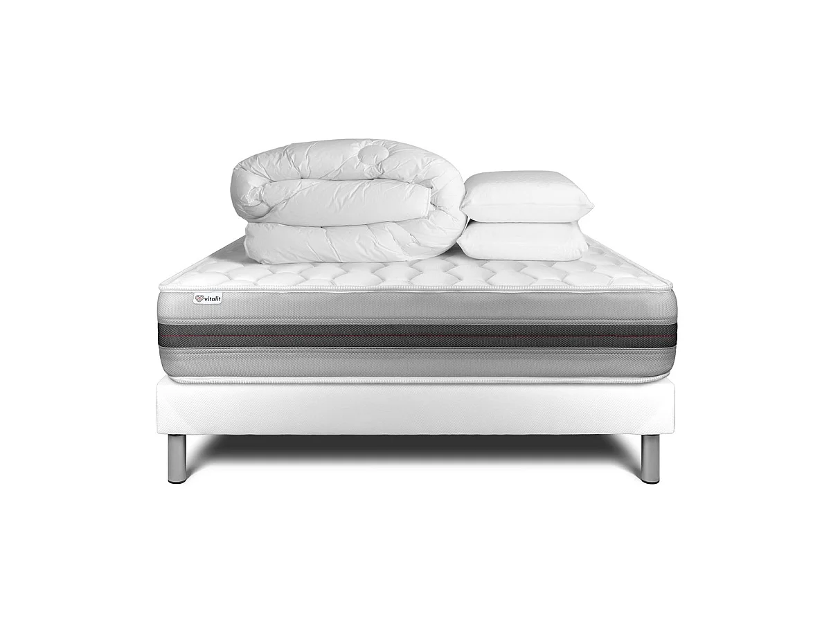 Pack prêt à dormir VITALSPRING RECOVER 140 x 200 cm sommier Kit blanc