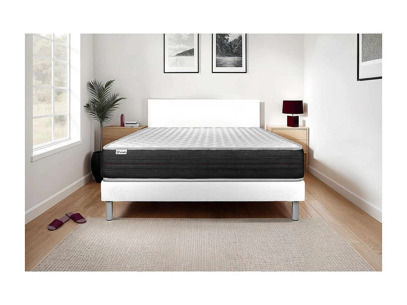 Conjunto VITAL MEMO ONE 180 x 200 cm somier Kit blanco