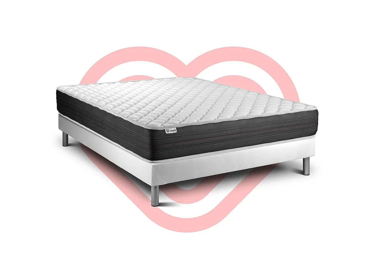 Ensemble VITALMEMO ONE 180 x 200 cm sommier Kit blanc
